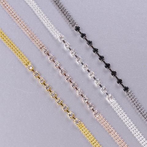 gold, rose gold, silver and black bra straps with crystals