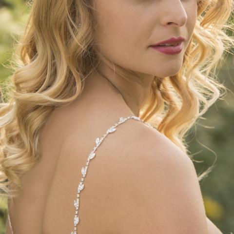 silver bra straps with leafs shape in light skin 