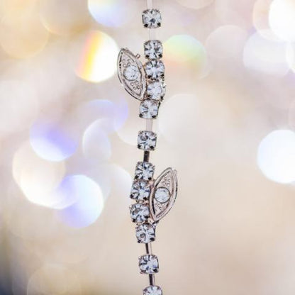 Close up of leafs bra straps with crystals