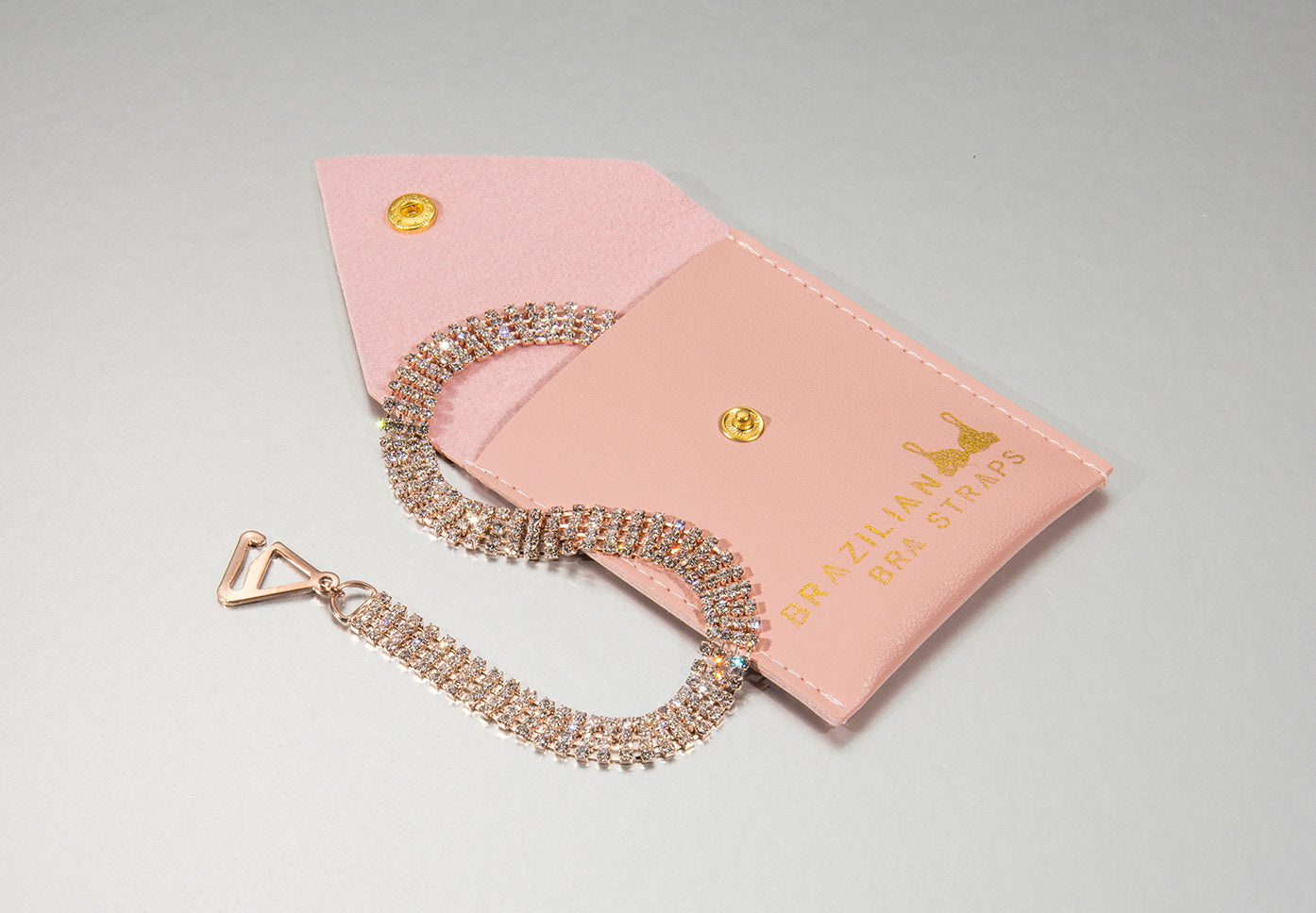 rose gold bra straps with 4 rows of crystals