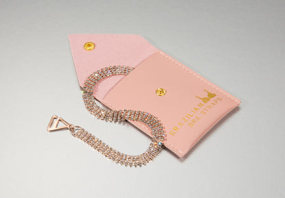 rose gold bra straps with 4 rows of crystals
